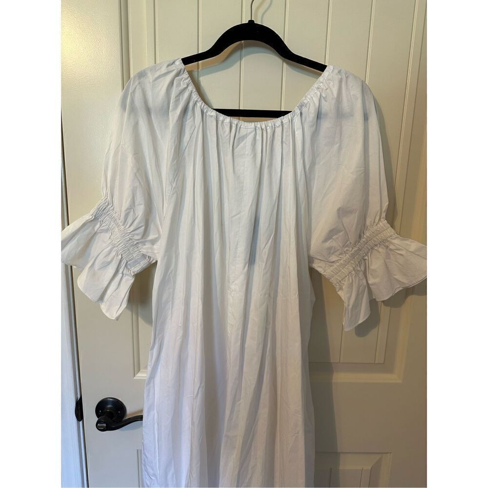 NWT Ephemera White Cotton Maxi Short Sleeve Lightweight Flowy Dress Women Size L - Picture 14 of 15